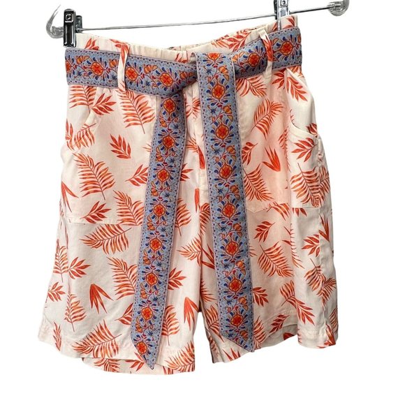 Soft Surroundings Linen Blend Shorts S Oversized Summer Breeze Coral Orange - Picture 1 of 10